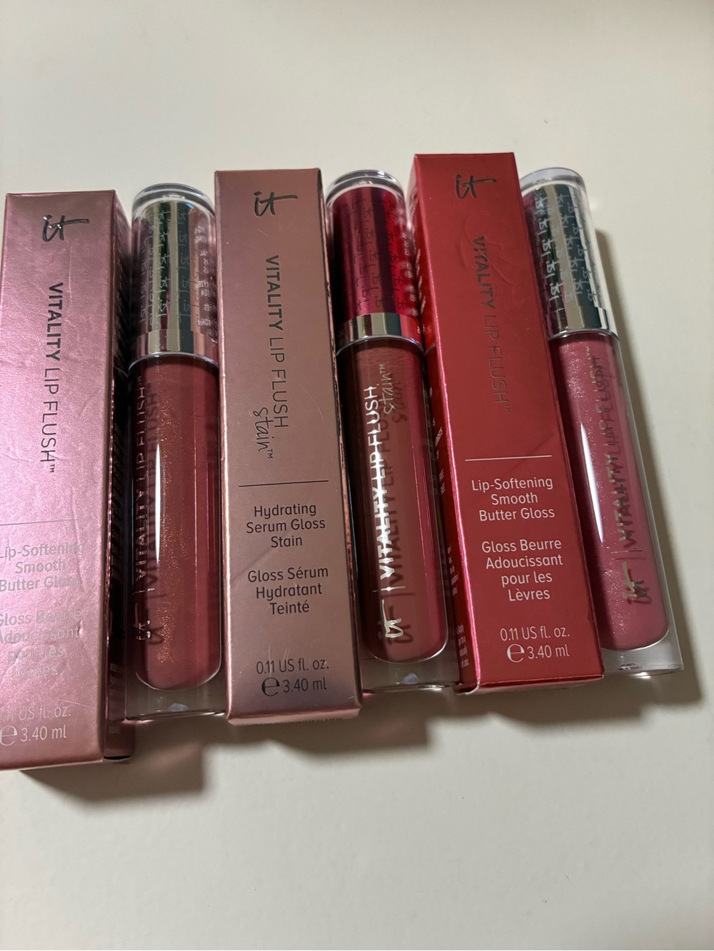 it cosmetics Vitality Lip Flush Serum Gloss Trio – Rose, Mauve, Berry Pink